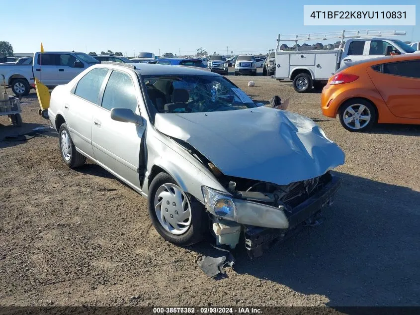 2000 Toyota Camry Le V6 VIN: 4T1BF22K8YU110831 Lot: 38577382