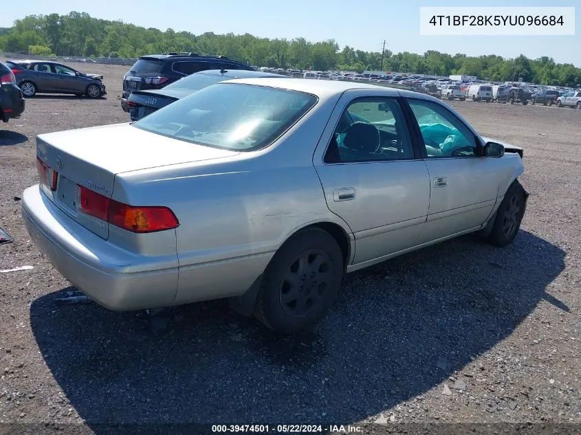 2000 Toyota Camry Le V6 VIN: 4T1BF28K5YU096684 Lot: 39474501