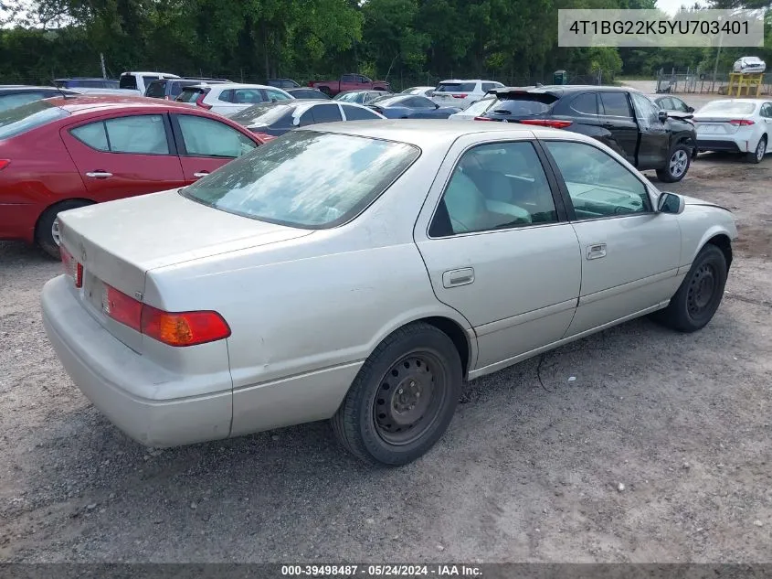 2000 Toyota Camry Le VIN: 4T1BG22K5YU703401 Lot: 39498487