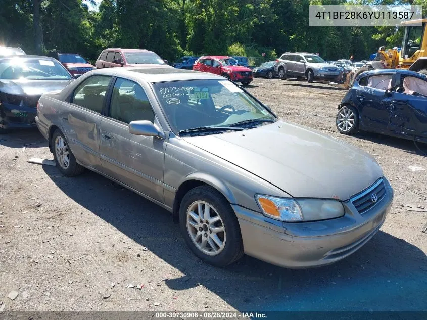 2000 Toyota Camry Xle V6 VIN: 4T1BF28K6YU113587 Lot: 39730908