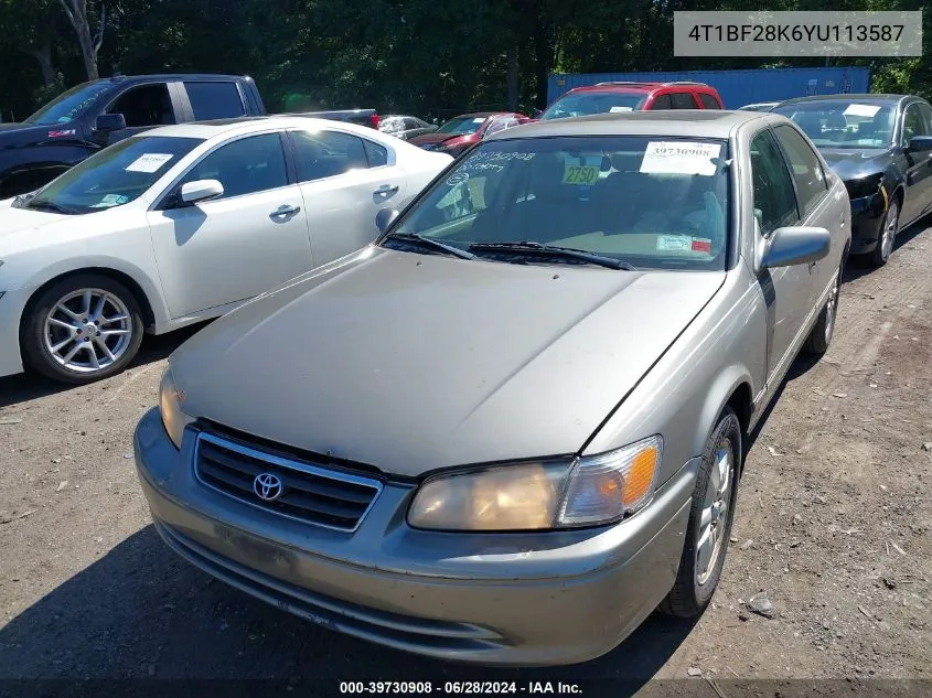 2000 Toyota Camry Xle V6 VIN: 4T1BF28K6YU113587 Lot: 39730908