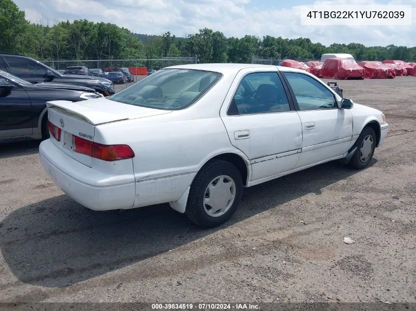 2000 Toyota Camry Ce VIN: 4T1BG22K1YU762039 Lot: 39834519