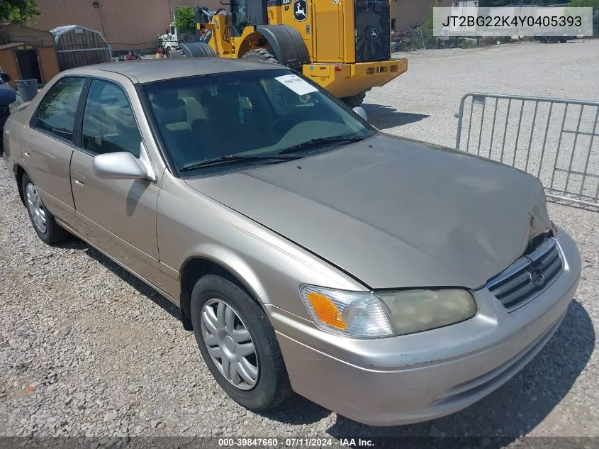 2000 Toyota Camry Le VIN: JT2BG22K4Y0405393 Lot: 39847660