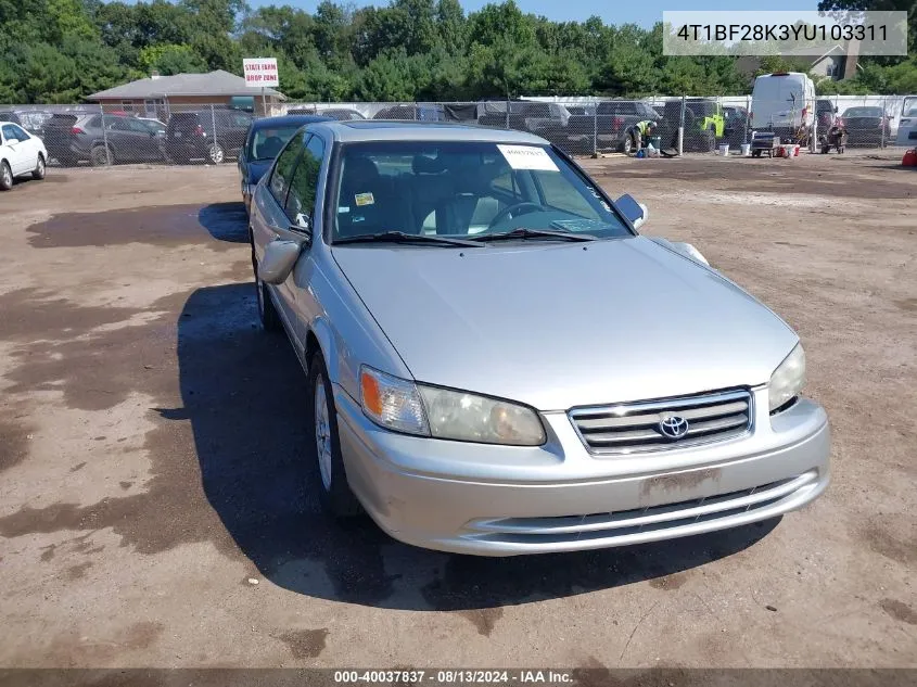 2000 Toyota Camry Xle V6 VIN: 4T1BF28K3YU103311 Lot: 40037837