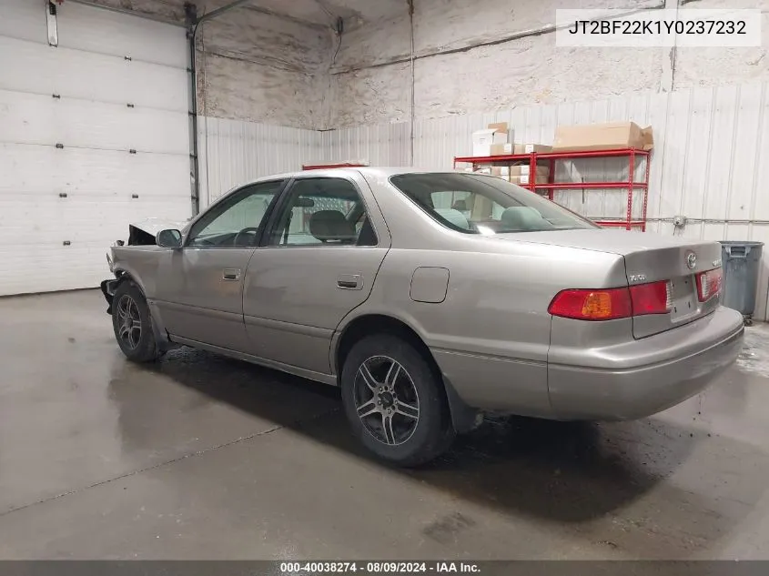 2000 Toyota Camry Le V6 VIN: JT2BF22K1Y0237232 Lot: 40038274