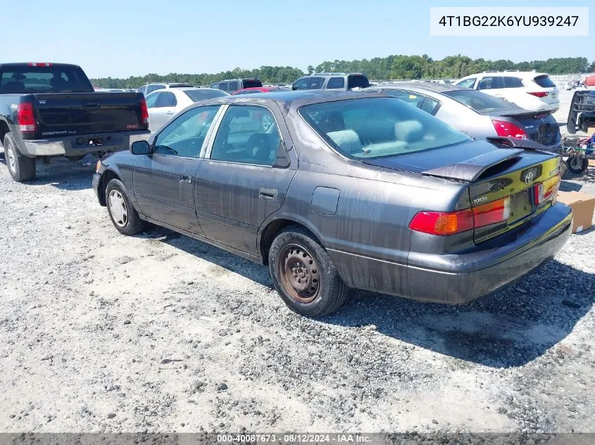 2000 Toyota Camry Ce VIN: 4T1BG22K6YU939247 Lot: 40087673