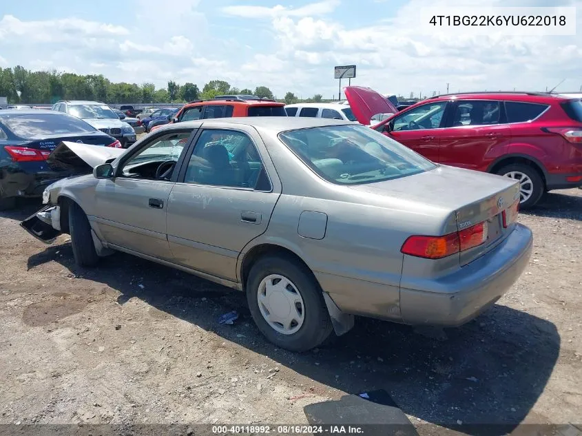 2000 Toyota Camry Ce VIN: 4T1BG22K6YU622018 Lot: 40118992