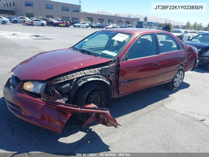 2000 Toyota Camry Le V6 VIN: JT2BF22K1Y0238509 Lot: 40126527