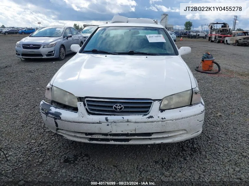 2000 Toyota Camry Le VIN: JT2BG22K1Y0455278 Lot: 40176099