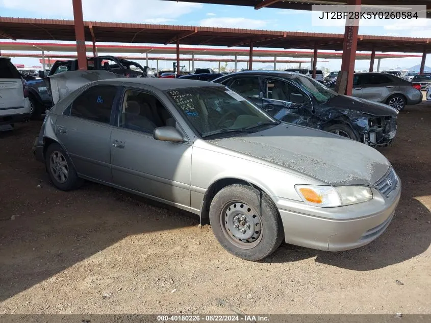 2000 Toyota Camry Le V6 VIN: JT2BF28K5Y0260584 Lot: 40180226