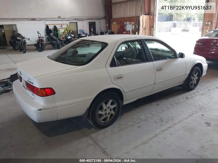 2000 Toyota Camry Le V6 VIN: 4T1BF22K9YU951637 Lot: 40272195