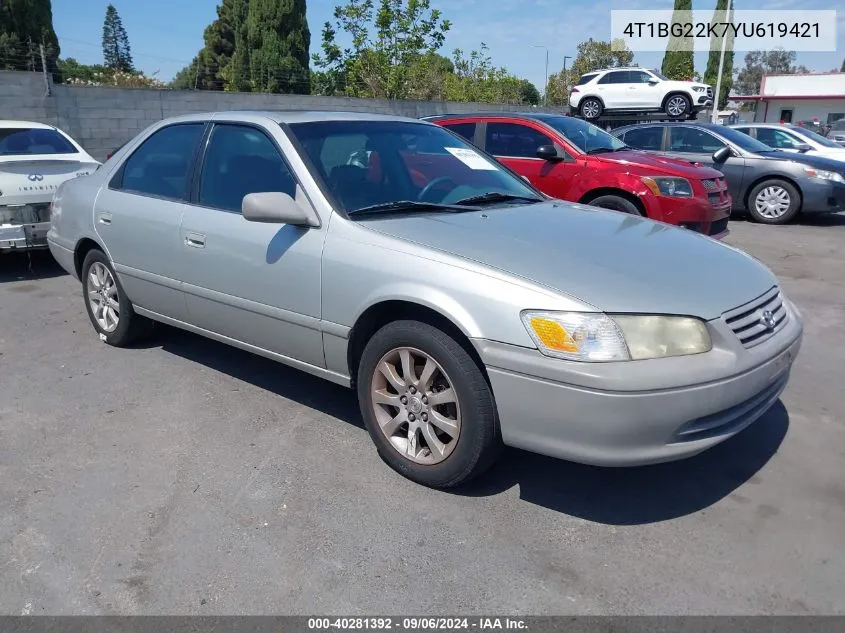 2000 Toyota Camry Le VIN: 4T1BG22K7YU619421 Lot: 40281392