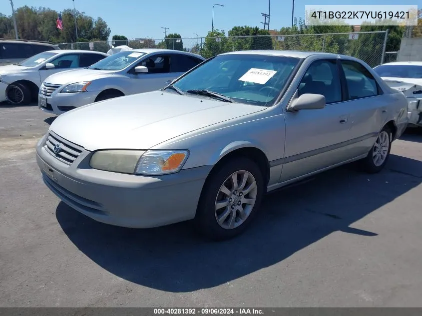 2000 Toyota Camry Le VIN: 4T1BG22K7YU619421 Lot: 40281392