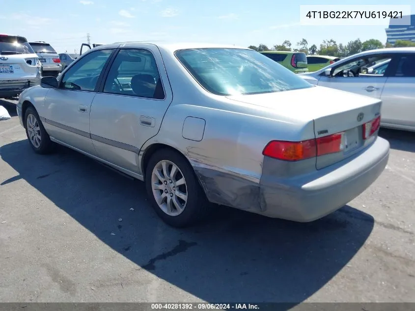 2000 Toyota Camry Le VIN: 4T1BG22K7YU619421 Lot: 40281392