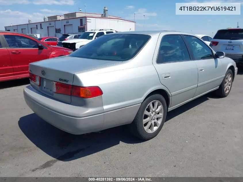 2000 Toyota Camry Le VIN: 4T1BG22K7YU619421 Lot: 40281392