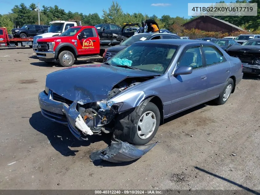 2000 Toyota Camry Ce VIN: 4T1BG22K0YU617719 Lot: 40312240