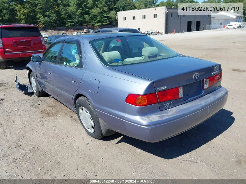 2000 Toyota Camry Ce VIN: 4T1BG22K0YU617719 Lot: 40312240