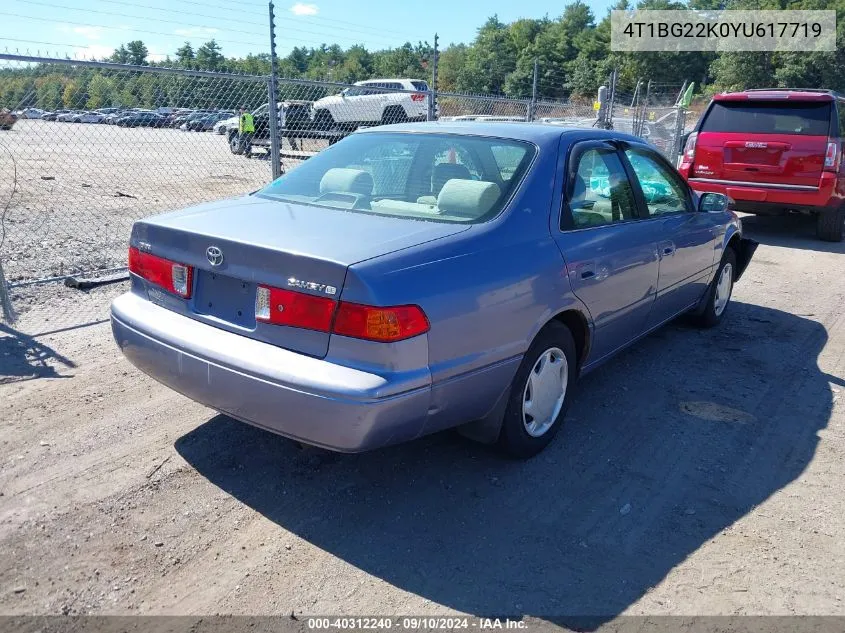 2000 Toyota Camry Ce VIN: 4T1BG22K0YU617719 Lot: 40312240