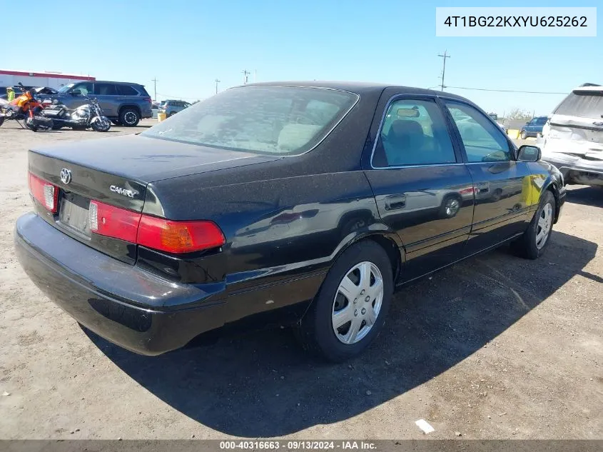 2000 Toyota Camry Le VIN: 4T1BG22KXYU625262 Lot: 40316663