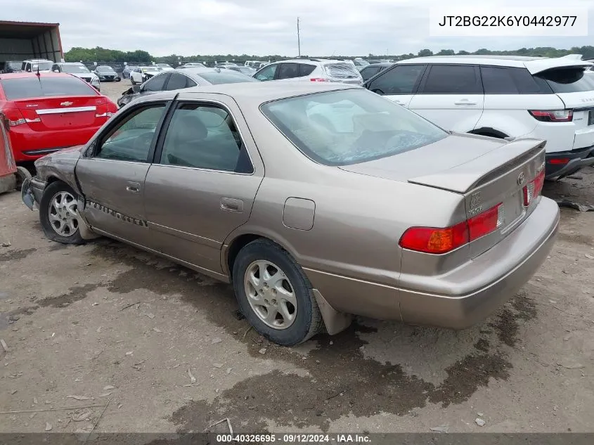 2000 Toyota Camry Ce/Le/Xle VIN: JT2BG22K6Y0442977 Lot: 40326695