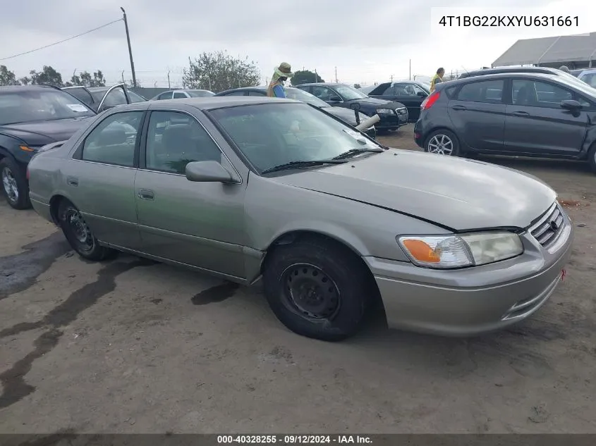 2000 Toyota Camry Ce/Le/Xle VIN: 4T1BG22KXYU631661 Lot: 40328255