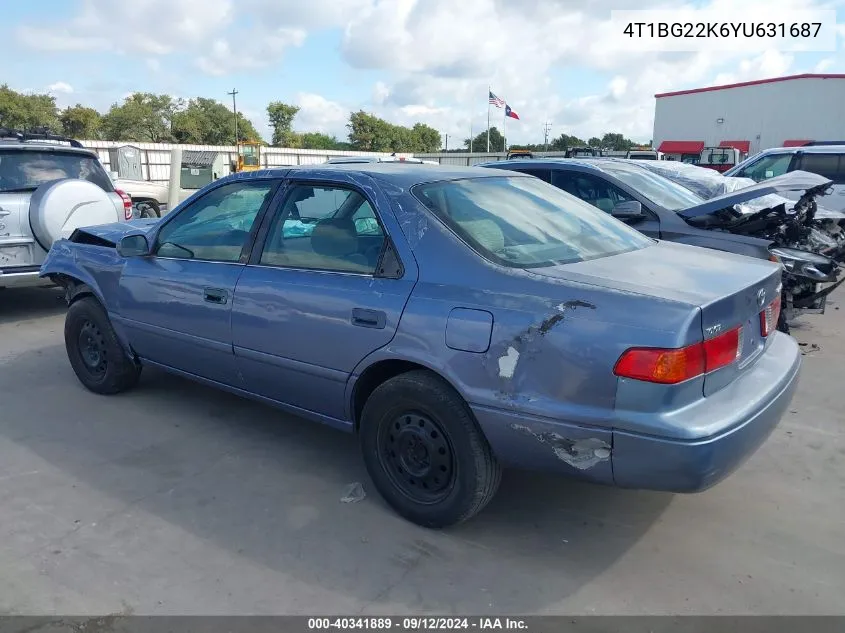 2000 Toyota Camry Le VIN: 4T1BG22K6YU631687 Lot: 40341889