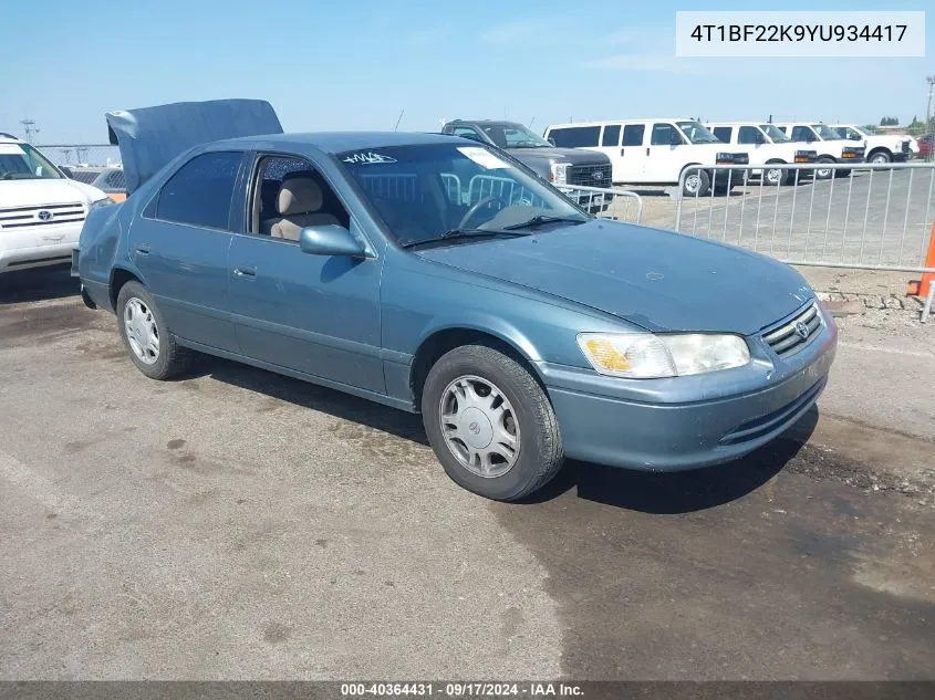 2000 Toyota Camry Le V6 VIN: 4T1BF22K9YU934417 Lot: 40364431