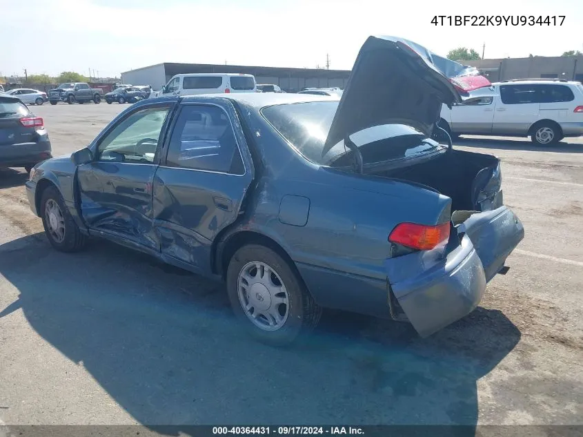 2000 Toyota Camry Le V6 VIN: 4T1BF22K9YU934417 Lot: 40364431