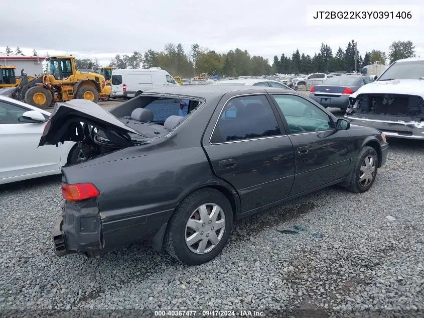 2000 Toyota Camry Le VIN: JT2BG22K3Y0391406 Lot: 40367477