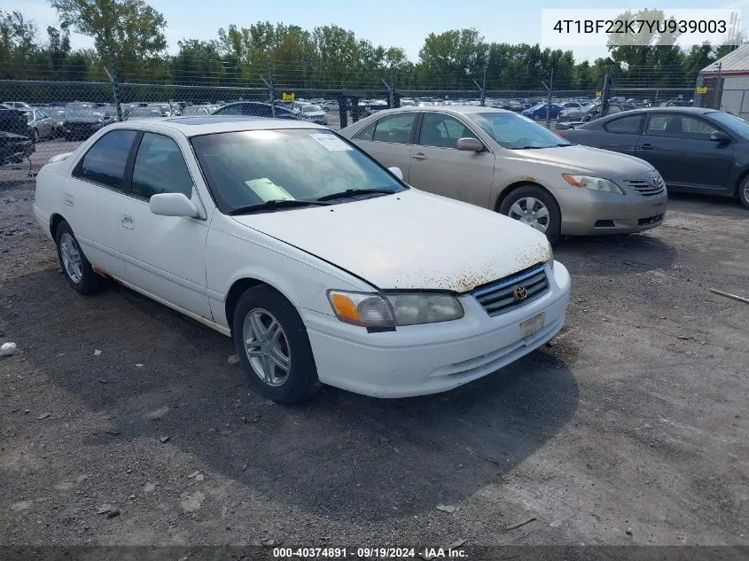 2000 Toyota Camry Le V6 VIN: 4T1BF22K7YU939003 Lot: 40374891