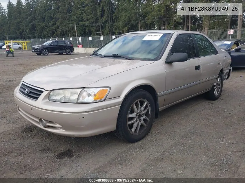 2000 Toyota Camry Xle V6 VIN: 4T1BF28K8YU949126 Lot: 40388669