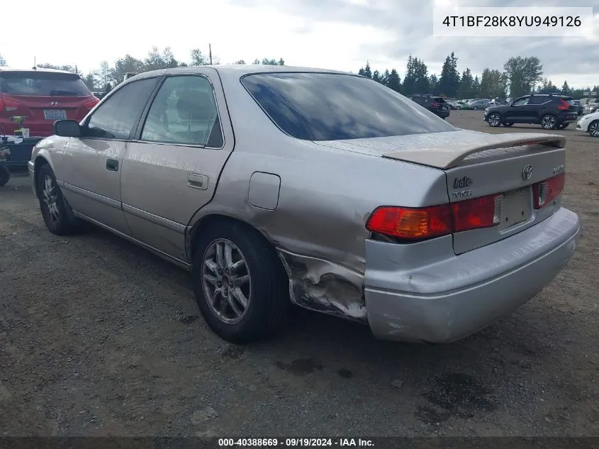 2000 Toyota Camry Xle V6 VIN: 4T1BF28K8YU949126 Lot: 40388669