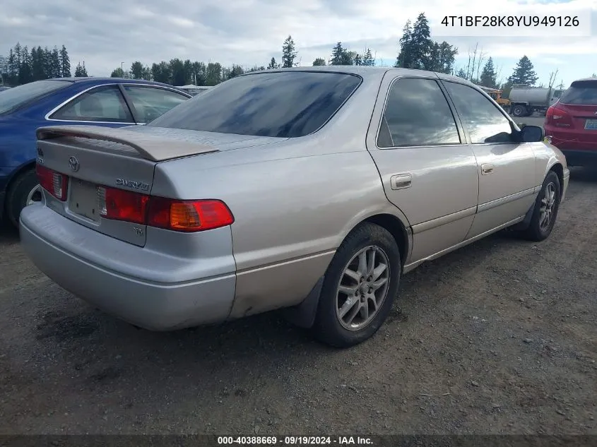 2000 Toyota Camry Xle V6 VIN: 4T1BF28K8YU949126 Lot: 40388669