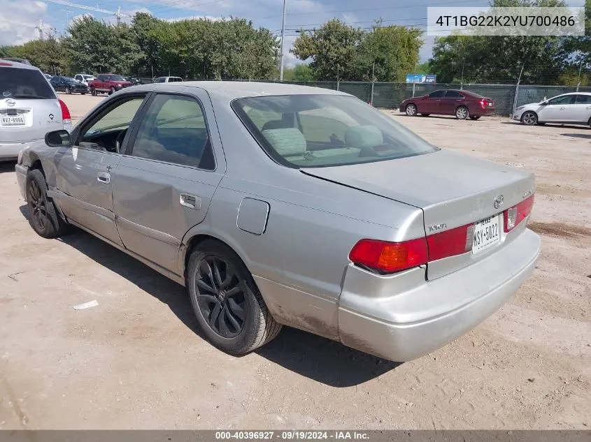 2000 Toyota Camry Ce VIN: 4T1BG22K2YU700486 Lot: 40396927