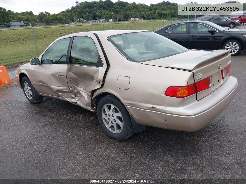 2000 Toyota Camry Ce/Le/Xle VIN: JT2BG22K2Y0453605 Lot: 40416027