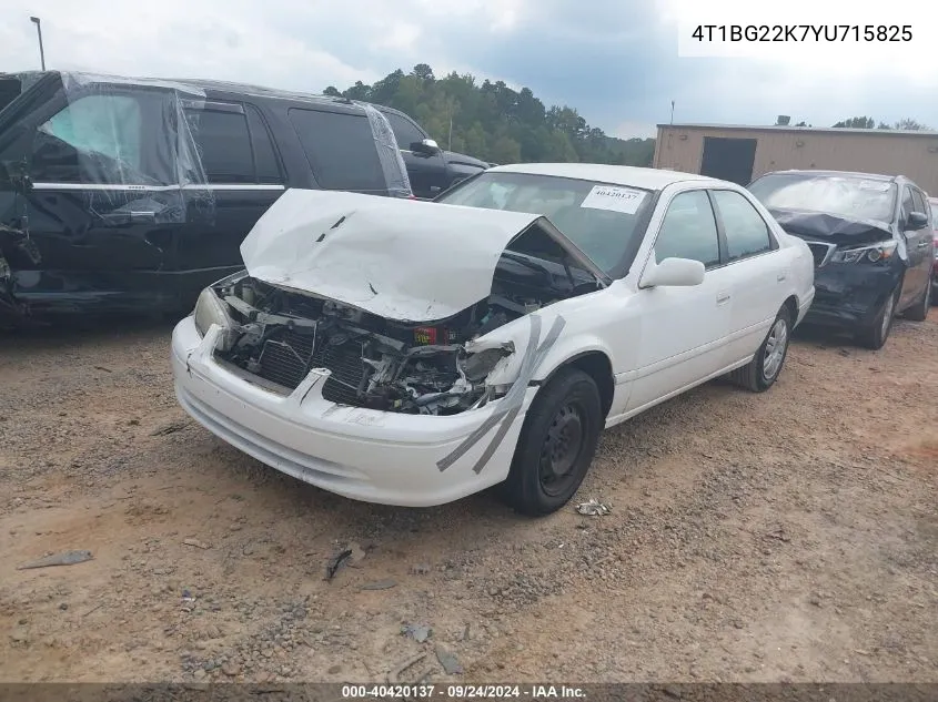 2000 Toyota Camry Ce/Le/Xle VIN: 4T1BG22K7YU715825 Lot: 40420137