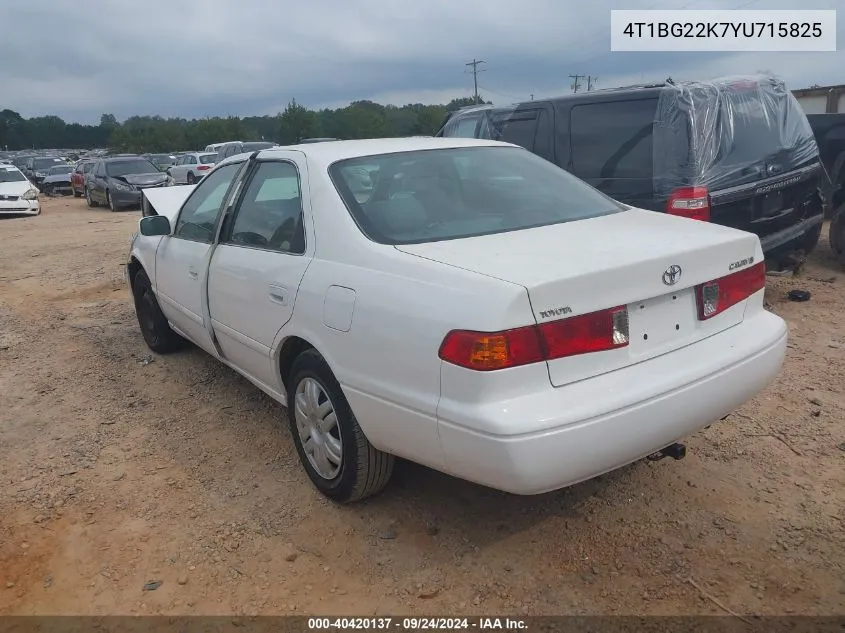 2000 Toyota Camry Ce/Le/Xle VIN: 4T1BG22K7YU715825 Lot: 40420137