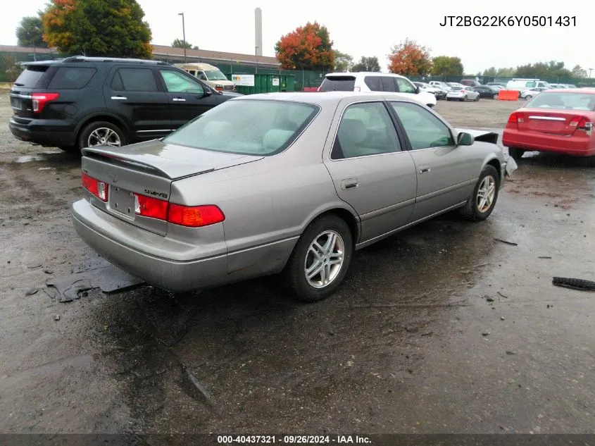 2000 Toyota Camry Ce/Le/Xle VIN: JT2BG22K6Y0501431 Lot: 40437321