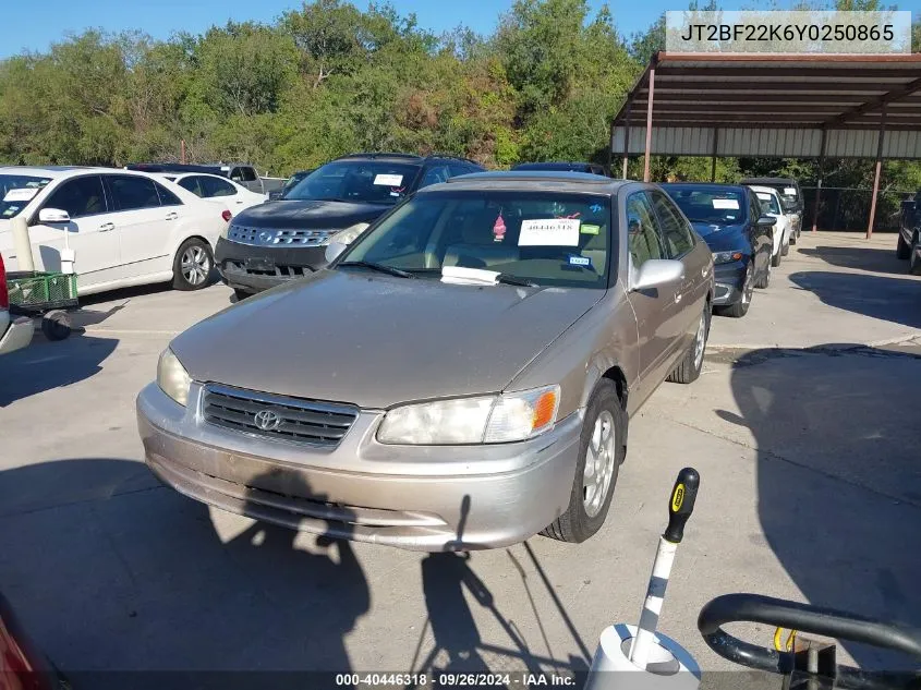 2000 Toyota Camry Le V6 VIN: JT2BF22K6Y0250865 Lot: 40446318