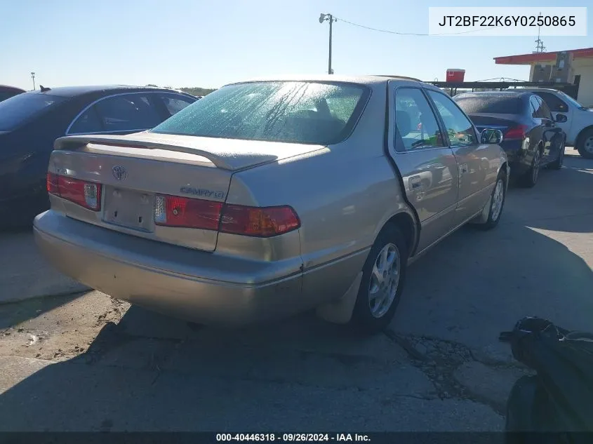 2000 Toyota Camry Le V6 VIN: JT2BF22K6Y0250865 Lot: 40446318