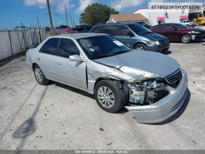 2000 Toyota Camry Le VIN: 4T1BG22K5YU013776 Lot: 40449812