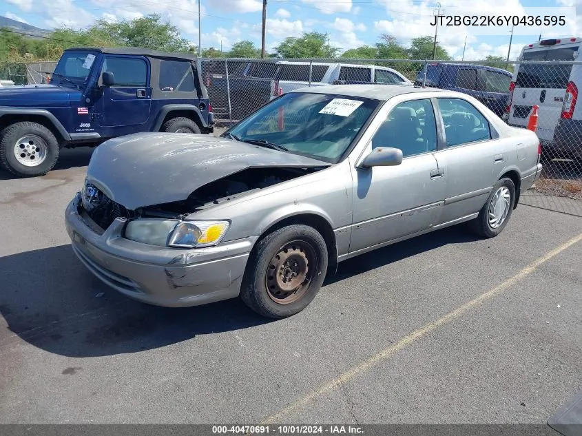 2000 Toyota Camry Ce/Le/Xle VIN: JT2BG22K6Y0436595 Lot: 40470691