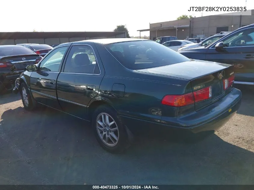 2000 Toyota Camry Xle V6 VIN: JT2BF28K2Y0253835 Lot: 40473325