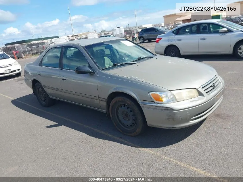 2000 Toyota Camry Ce/Le/Xle VIN: JT2BG22K8Y0426165 Lot: 40473940