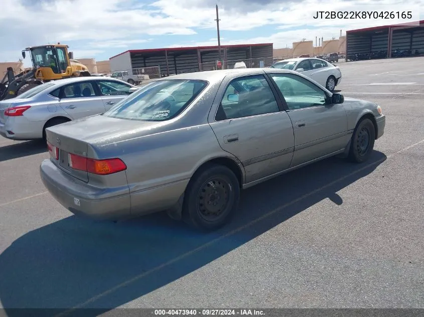 2000 Toyota Camry Ce/Le/Xle VIN: JT2BG22K8Y0426165 Lot: 40473940