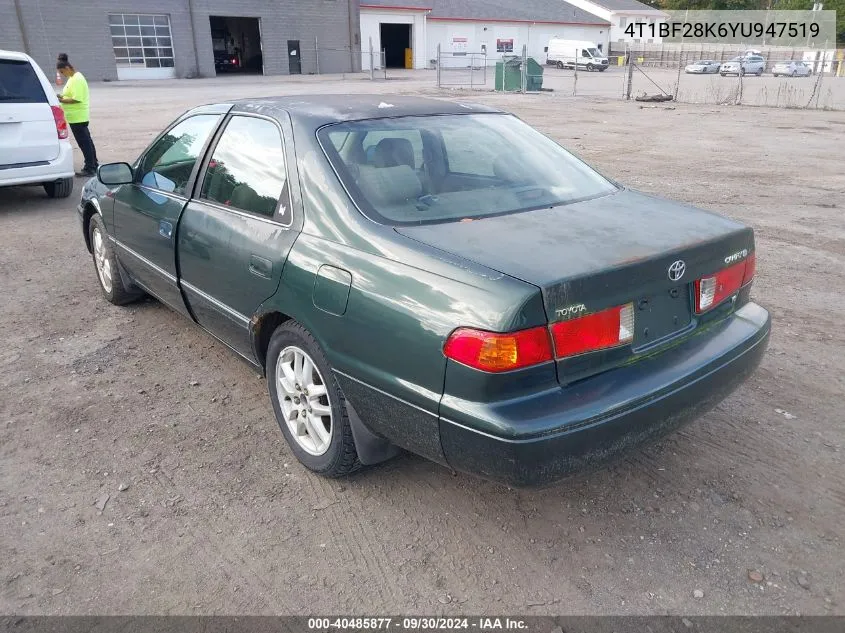 2000 Toyota Camry Xle V6 VIN: 4T1BF28K6YU947519 Lot: 40485877