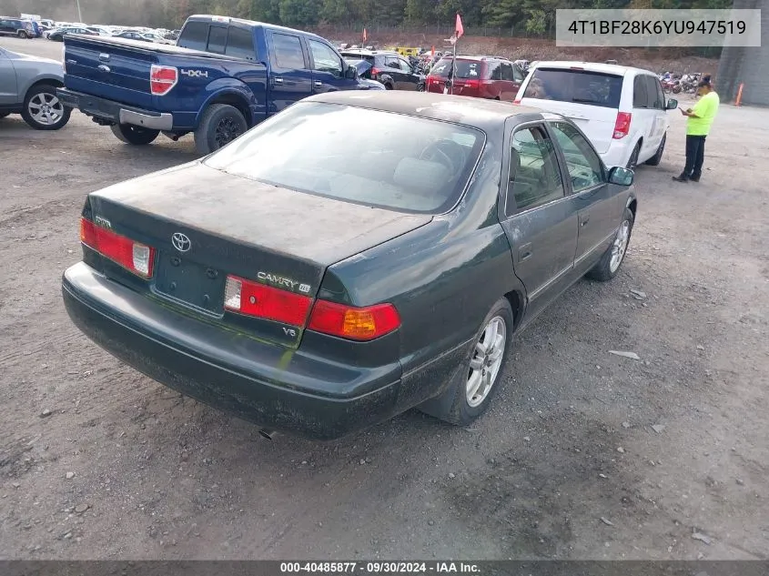 2000 Toyota Camry Xle V6 VIN: 4T1BF28K6YU947519 Lot: 40485877