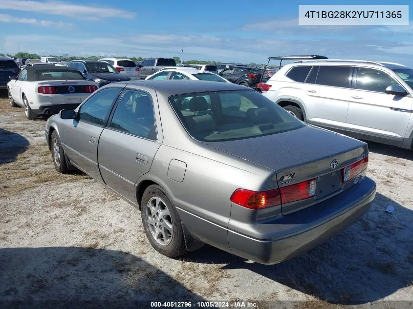 2000 Toyota Camry Ce/Le/Xle VIN: 4T1BG28K2YU711365 Lot: 40512796