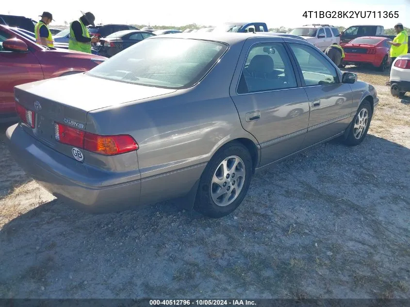 2000 Toyota Camry Ce/Le/Xle VIN: 4T1BG28K2YU711365 Lot: 40512796