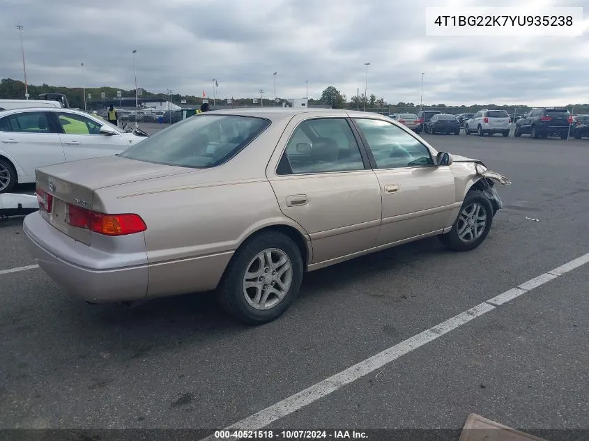 2000 Toyota Camry Ce/Le/Xle VIN: 4T1BG22K7YU935238 Lot: 40521518